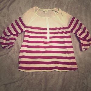 Pink and white striped blouse from Loft